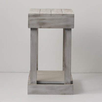 IHOMEADORE Rustic Wood Square Side Table with Shelf