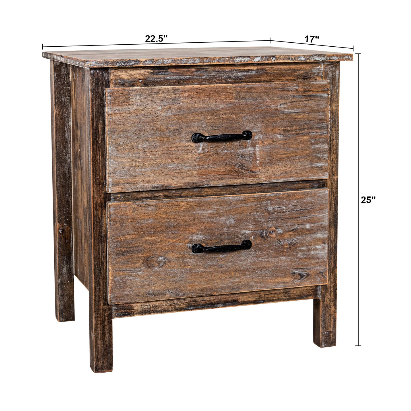 IHOMEADORE 23"D x 17"W x 25"H Solid Wood Bedroom Nightstand Bedside Table, Farmhouse