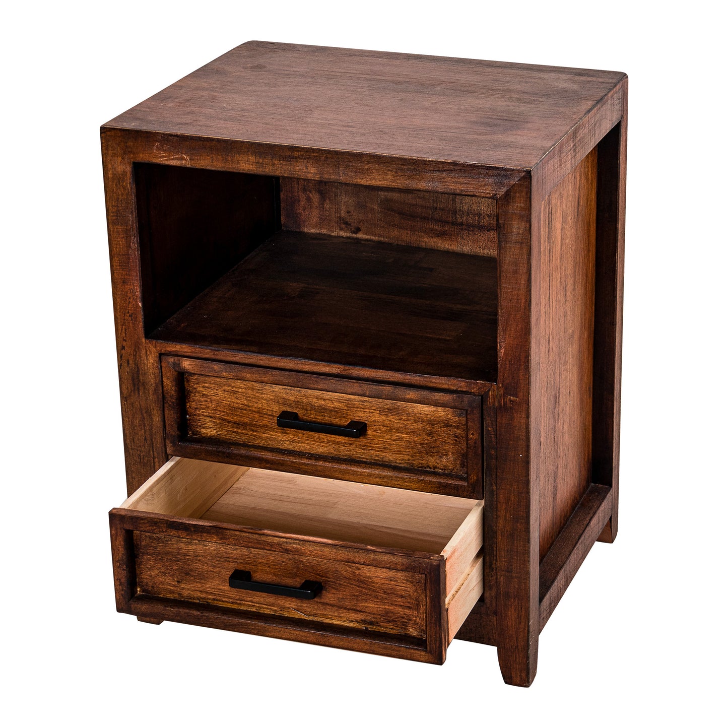 IHOMEADORE 20"D x 16"W x 25"H Brown Assembled 2-Drawer Nightstand Bedside Table, Farmhouse