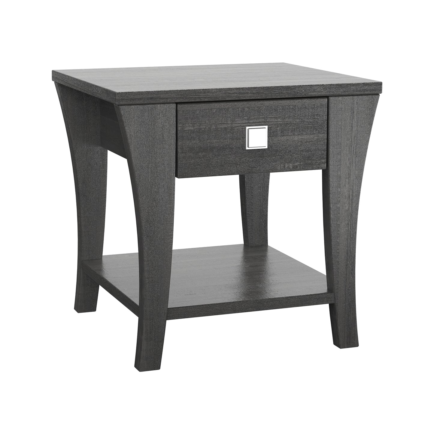 22" Gray Rustic Storage Side Table with Open Shelf, Farmhouse