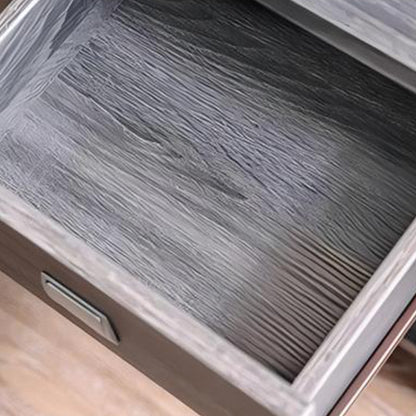 22" Gray Rustic Storage Side Table with Open Shelf, Farmhouse