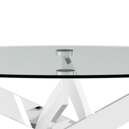 47.25"L Chrome Modern Coffee Table with 10mm Tempered Glass Top