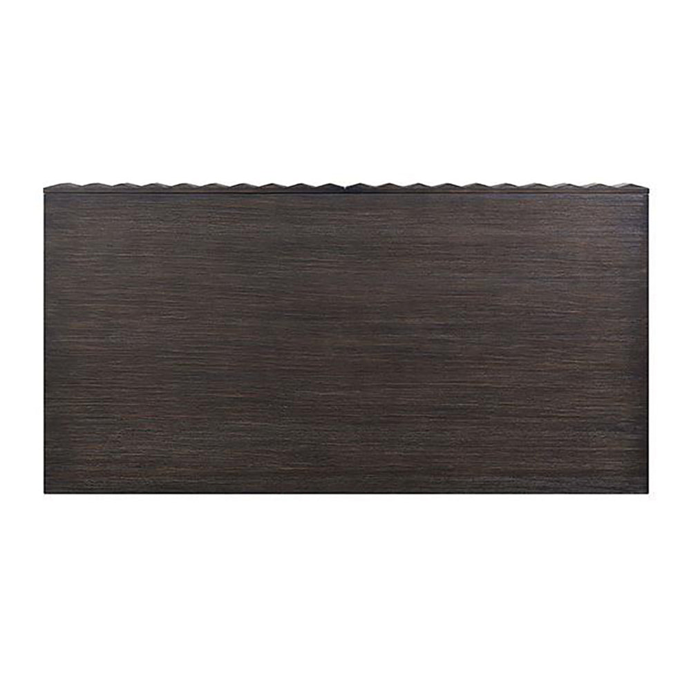 47.75"L Walnut and Gold Modern Coffee Table with Textured Panels and Concealed Drawers