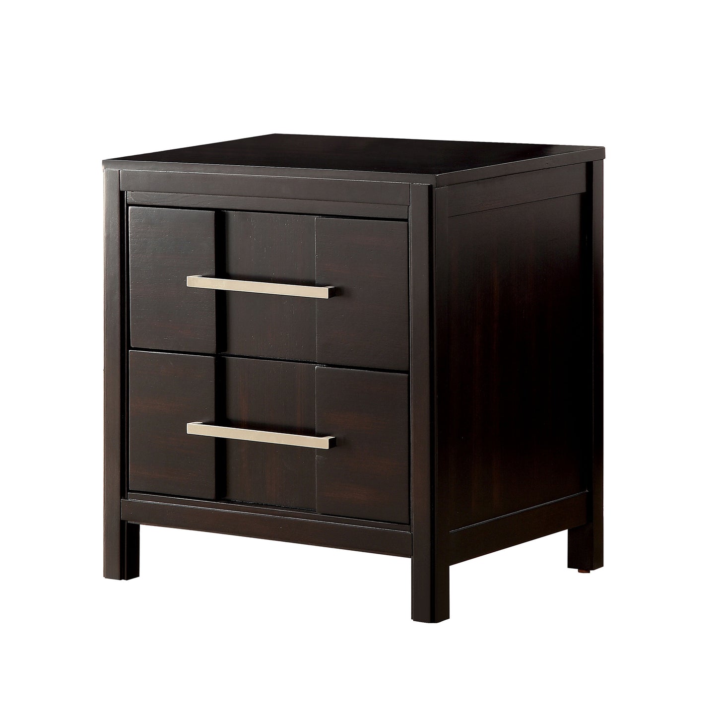 23.6" Transitional Espresso Night Stand with Felt-Lined Drawer and Nickel Bar Pulls