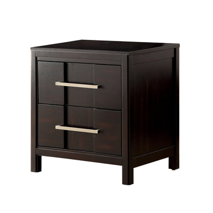 23.6" Transitional Espresso Night Stand with Felt-Lined Drawer and Nickel Bar Pulls
