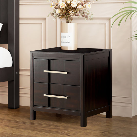 23.6"W x 16"D x 24"H Modern Espresso Night Stand with Felt-Lined Drawer and English Dovetail Construction