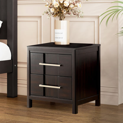 23.6" Transitional Espresso Night Stand with Felt-Lined Drawer and Nickel Bar Pulls