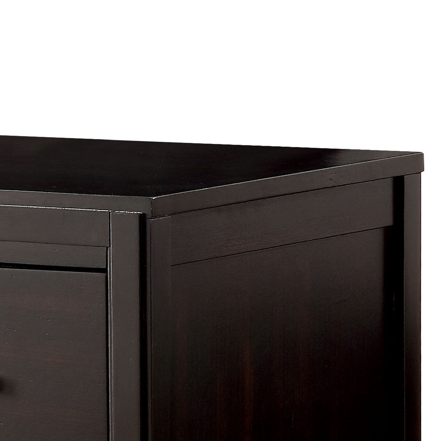23.6" Transitional Espresso Night Stand with Felt-Lined Drawer and Nickel Bar Pulls