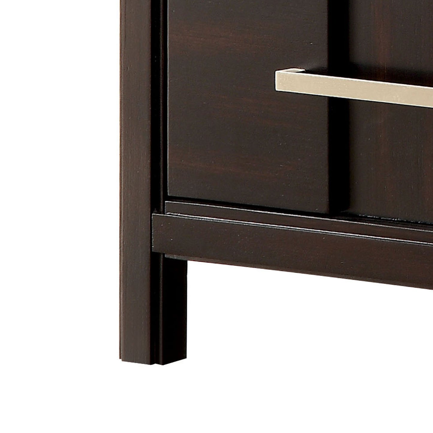 23.6" Transitional Espresso Night Stand with Felt-Lined Drawer and Nickel Bar Pulls