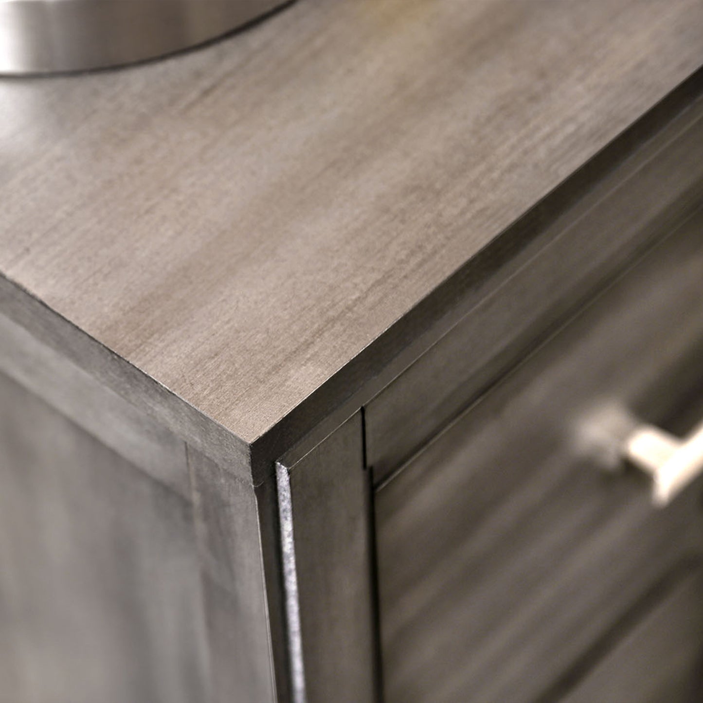 23.6" Contemporary Gray Night Stand with Felt-Lined Drawer and Nickel Bar Pulls