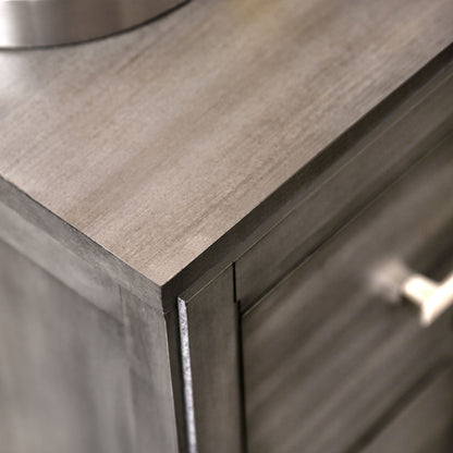 23.6" Contemporary Gray Night Stand with Felt-Lined Drawer and Nickel Bar Pulls