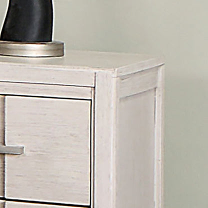 26" Modern White Night Stand with Felt-Lined Drawer and Nickel Bar Pulls