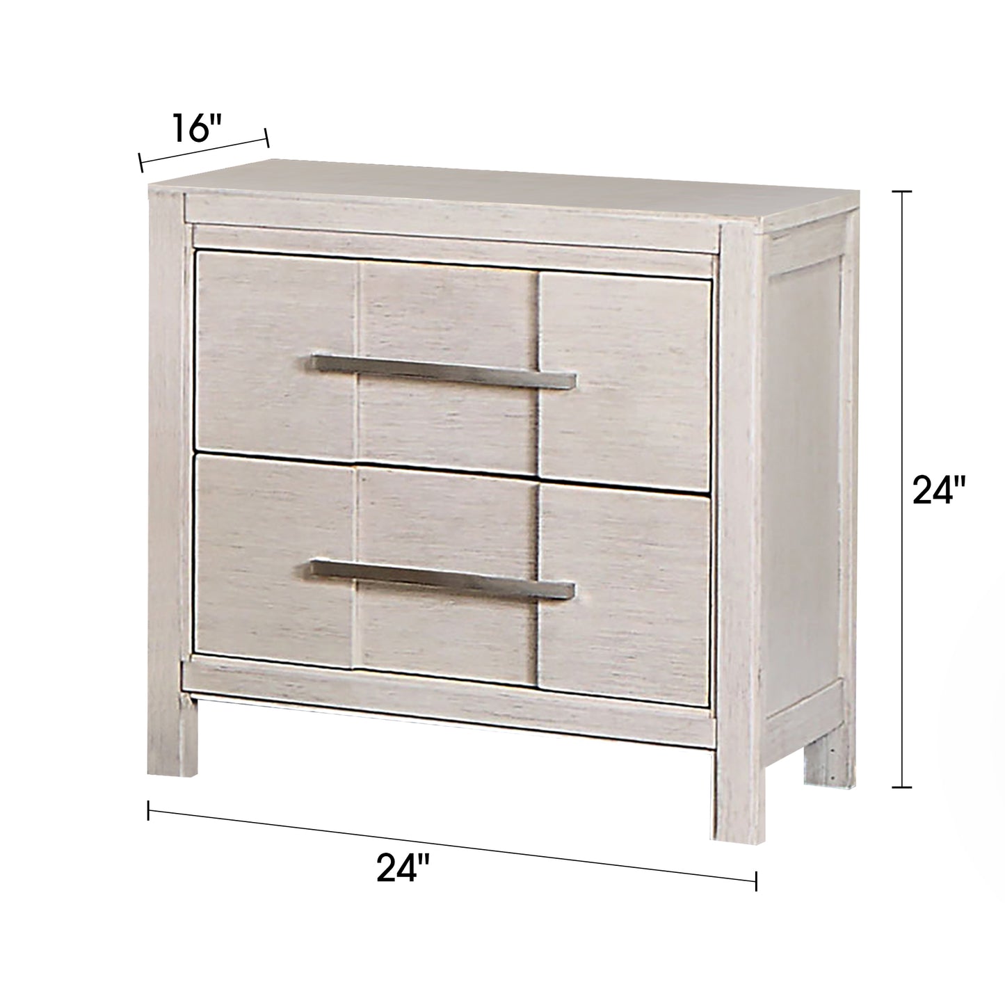 26" Modern White Night Stand with Felt-Lined Drawer and Nickel Bar Pulls