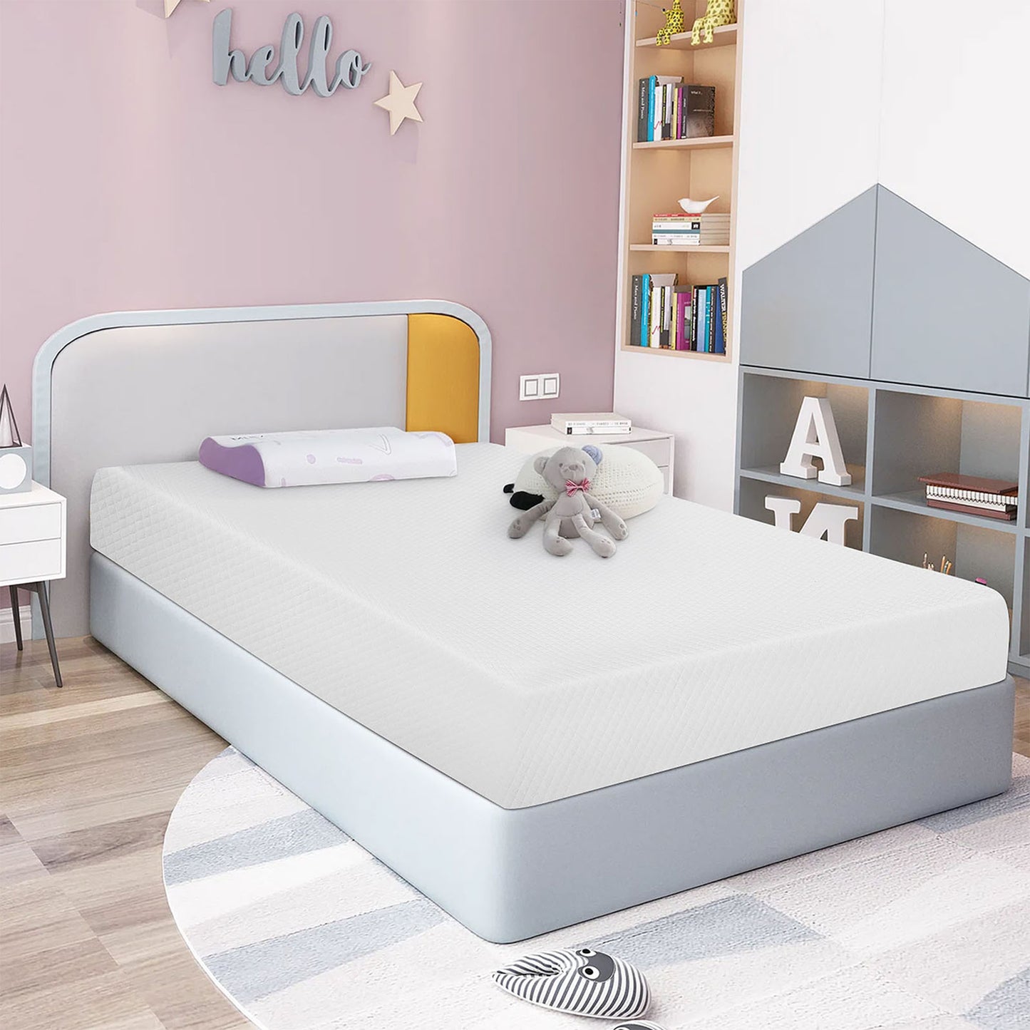 75"L x 54"W x 8"H White Memory Foam Mattress Plush Gel Infused Roll in a Box Full Size