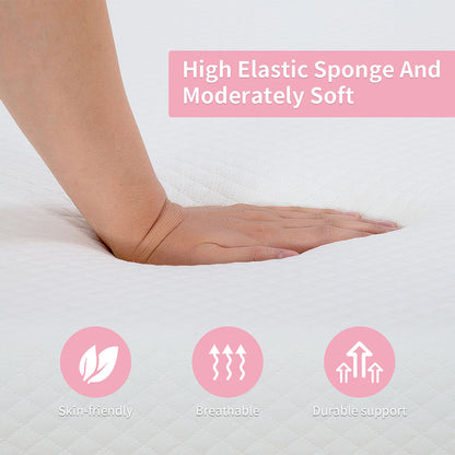 75"L x 54"W x 8"H White Memory Foam Mattress Plush Gel Infused Roll in a Box Full Size