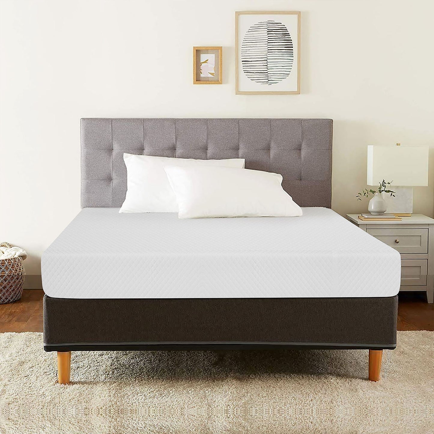80“L x 60”W x 8“H White Memory Foam Mattress Plush Gel Infused Roll in a Box Queen Size