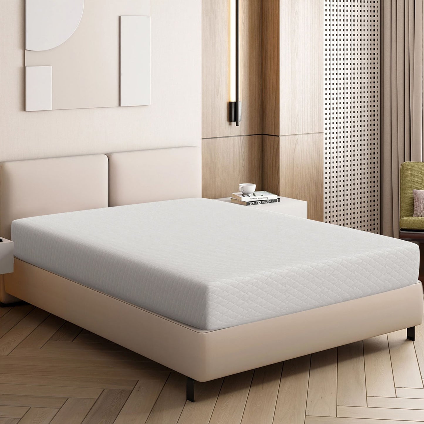 72“W x 84”D x 10“H White Memory Foam Mattress Plush Gel Infused Roll in a Box California King