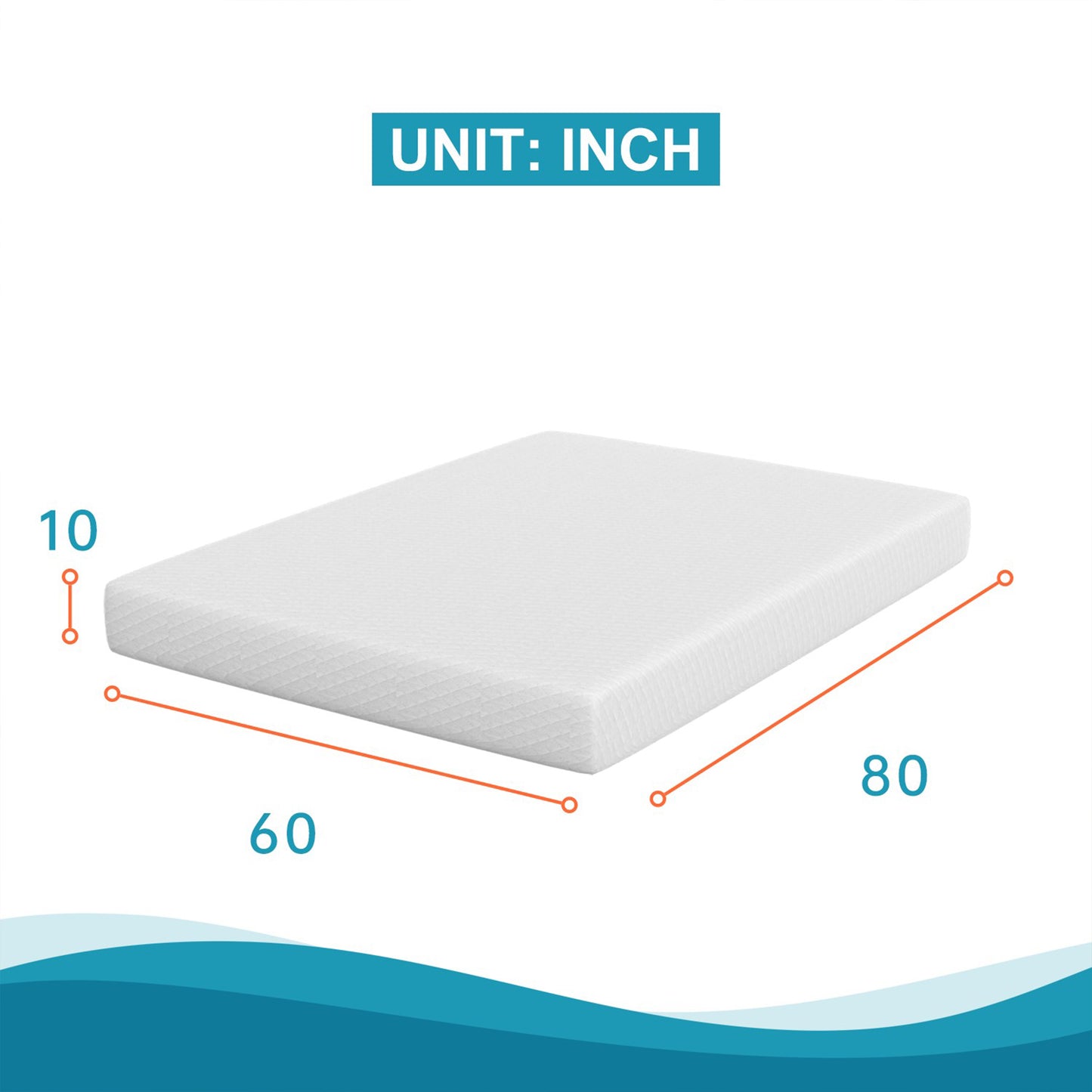 80“L x 60”W x 10“H White Memory Foam Mattress Plush Gel Infused Roll in a Box Queen Size