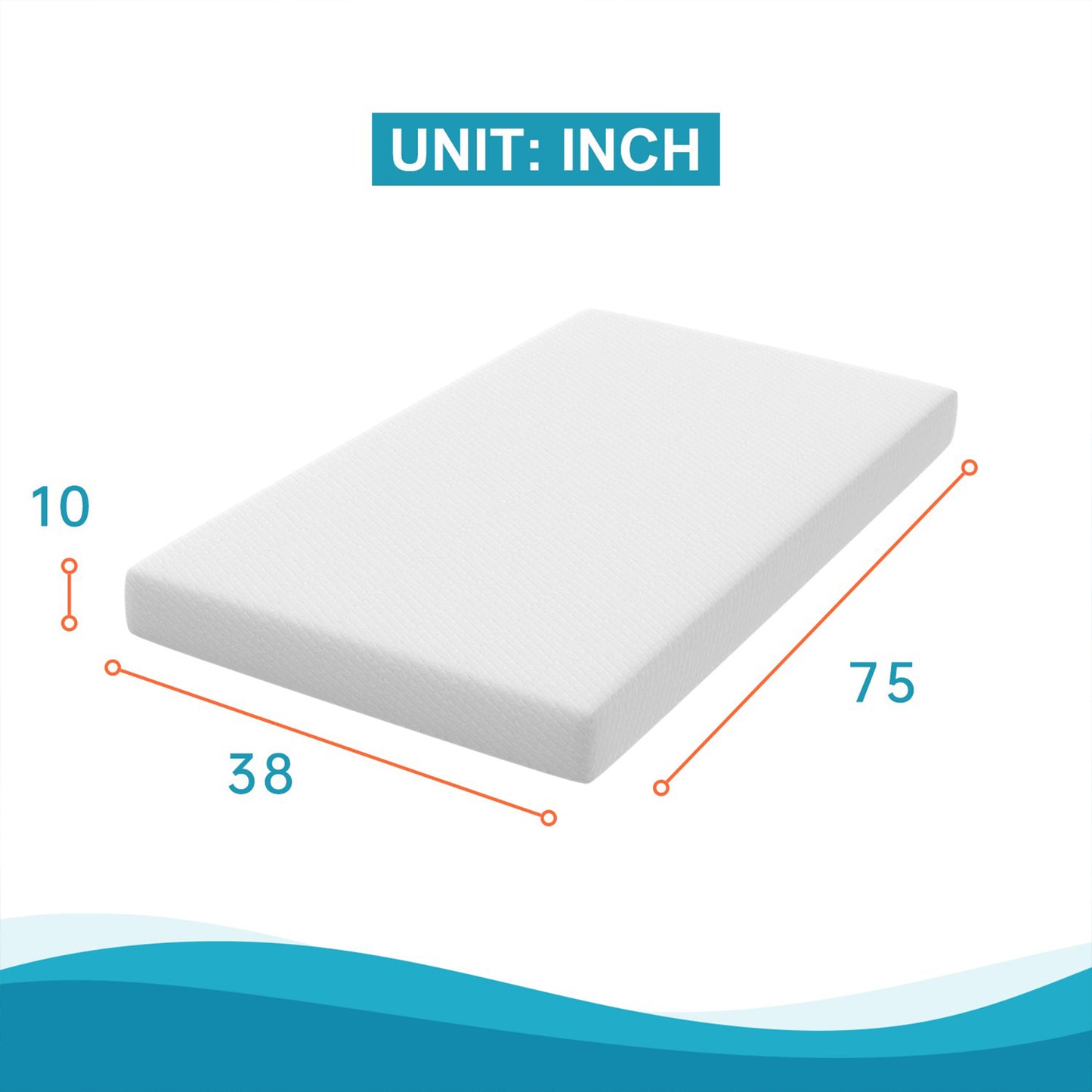 75”L x 39“W x 10”H White Memory Foam Mattress Plush Gel Infused Roll in a Box Twin Size