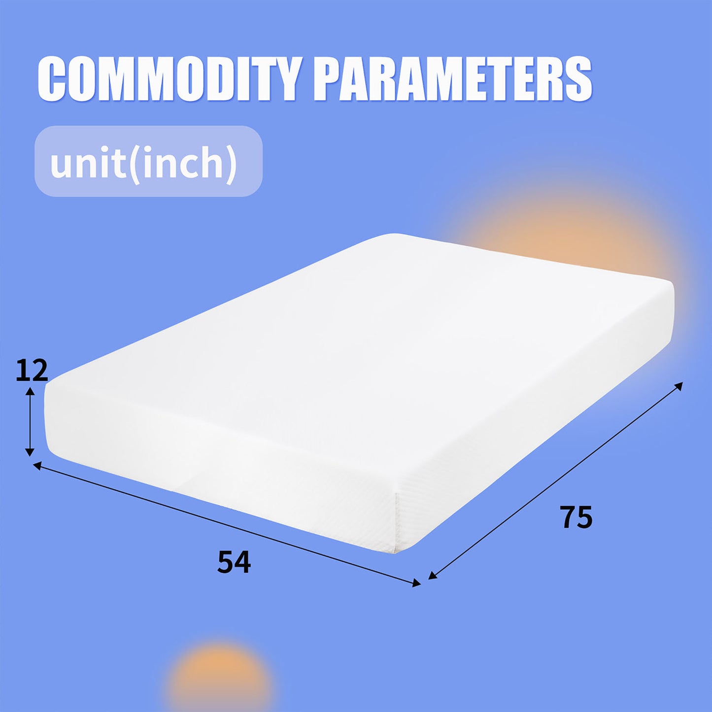75“L x 54”W x 12“H White Memory Foam Mattress Plush Gel Infused Roll in a Box Full Size