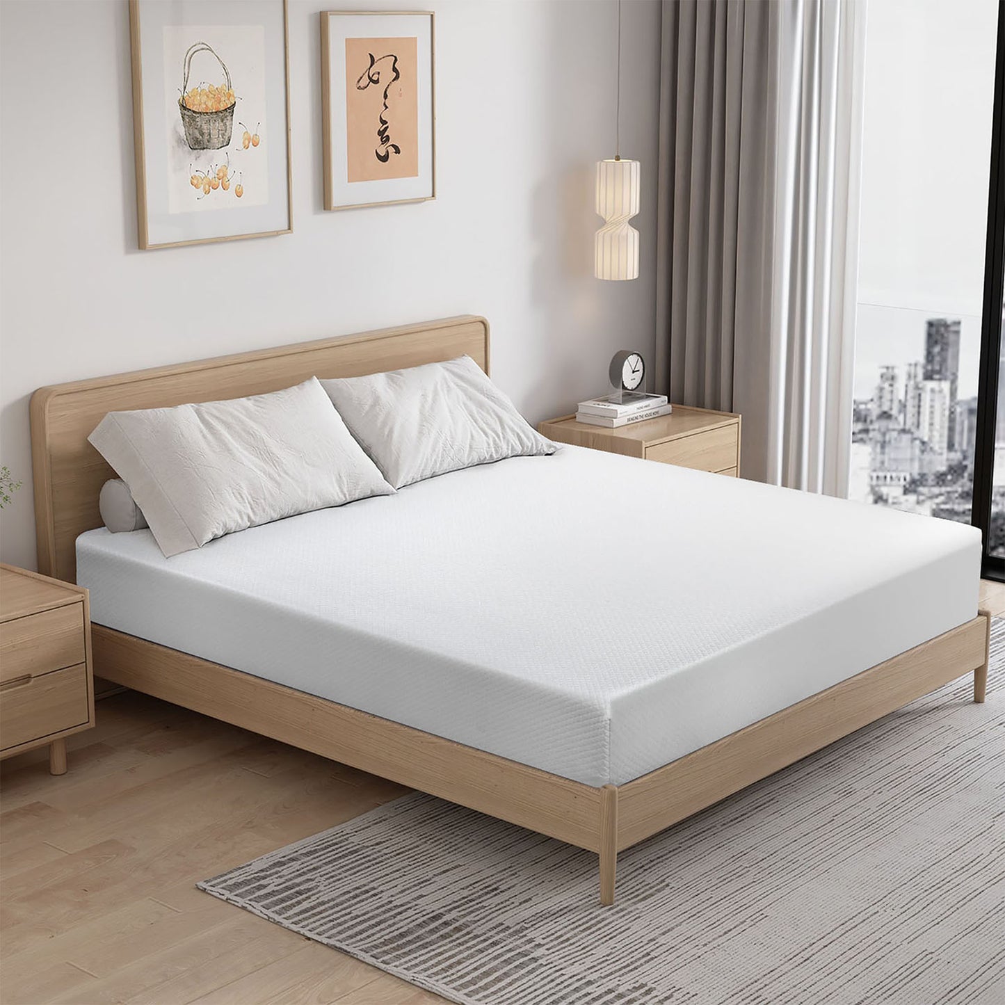 80"L x 60"W x 12"H White Memory Foam Mattress Plush Gel Infused Roll in a Box Queen Size