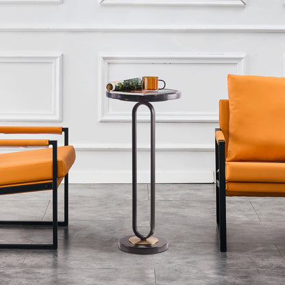 IHOMEADORE 12" Wide Modern Black Round Marble Pedestal Table Sofa End Table