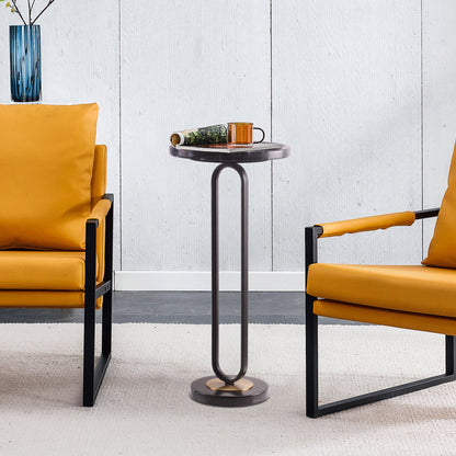 IHOMEADORE 12" Wide Modern Black Round Marble Pedestal Table Sofa End Table