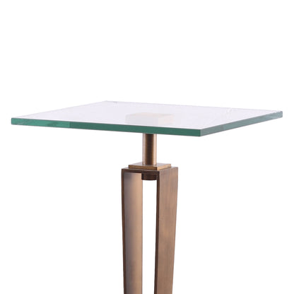 IHOMEADORE 11" Wide Modern White Marble Pedestal Side Table with Glass