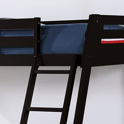 79"W Traditional Black Twin Over Full Bunk Bed with Slat Design and Storage Drawers