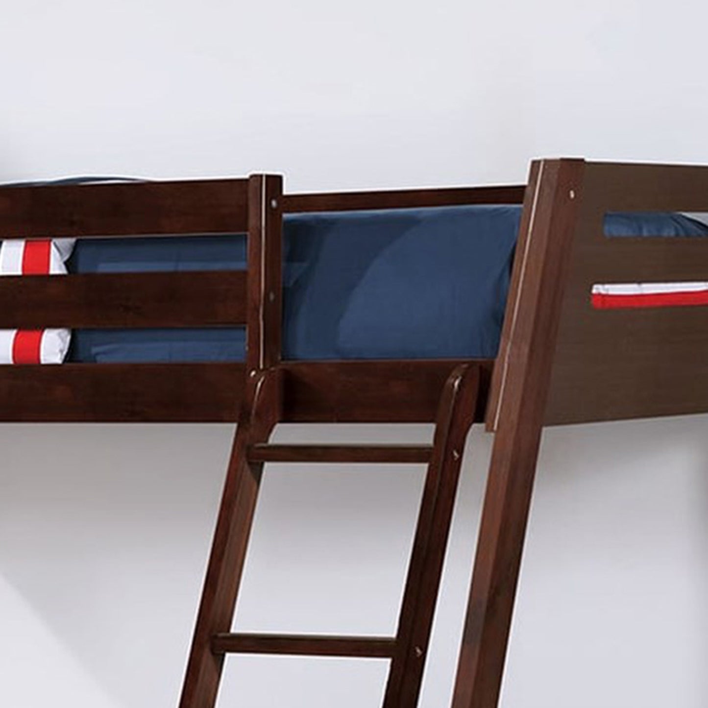79"W x 61"D x 65"H Traditional Espresso Twin Over Full Bunk Bed with Slat Design Ladder and Storage Drawers