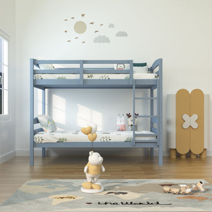 79“W x 42.5”D x 65“H Traditional Gray Twin over Twin Bunk Bed with Arch Slat Design