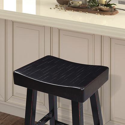 24”H Traditional Black Solid Wood Counter Stool with Contour Seat