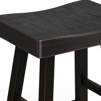 24”H Traditional Black Solid Wood Counter Stool with Contour Seat