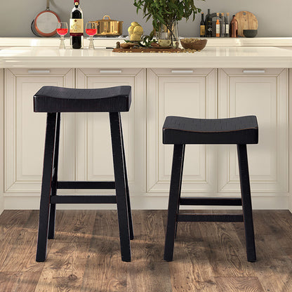 17.5"W x 13"D x 31"H Modern Black Solid Wood Stool with Contour Seat
