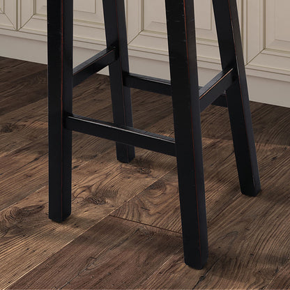 17.5"W x 13"D x 31"H Modern Black Solid Wood Stool with Contour Seat