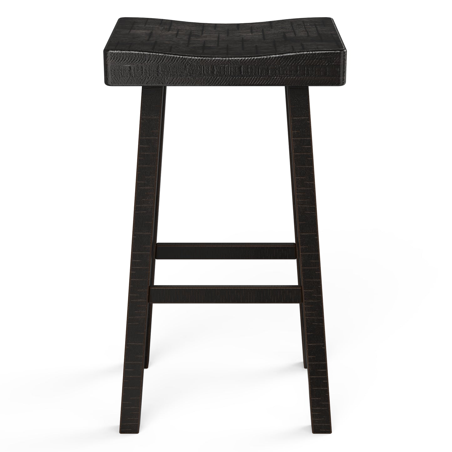 17.5"W x 13"D x 31"H Modern Black Solid Wood Stool with Contour Seat