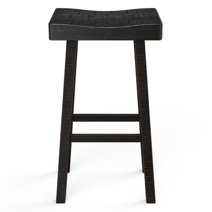 17.5"W x 13"D x 31"H Modern Black Solid Wood Stool with Contour Seat