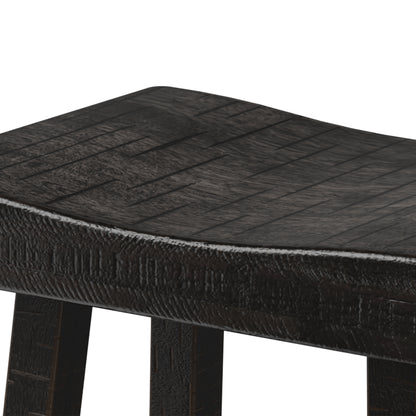 17.5"W x 13"D x 31"H Modern Black Solid Wood Stool with Contour Seat