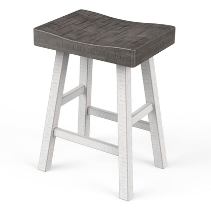 17.5"W x 13"D x 24"H Modern Gray White Solid Wood Stool with Contour Seat