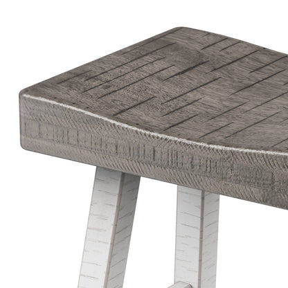 17.5"W x 13"D x 24"H Modern Gray White Solid Wood Stool with Contour Seat