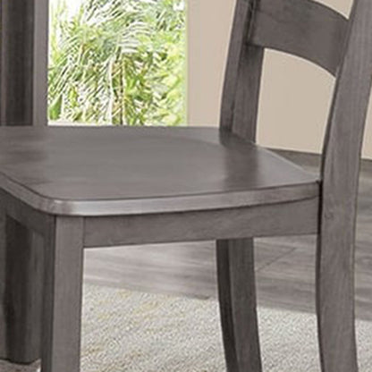Contemporary Gray Solid Rubberwood and Wood Veneer 5 Piece Dining Table Set with Slat Back Chairs
