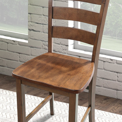 36“W x 36”D x 36“H Modern Solid Rubberwood 5 Piece Counter Height Dining Table Set with Slat Back Chairs