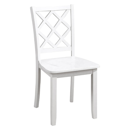 48"W Modern White 5 Pc Dining Table Set with Diamond Back Chairs