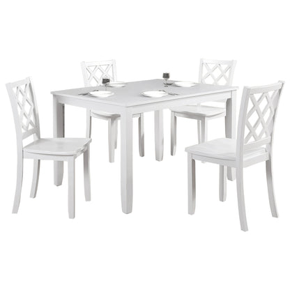 48"W Modern White 5 Pc Dining Table Set with Diamond Back Chairs