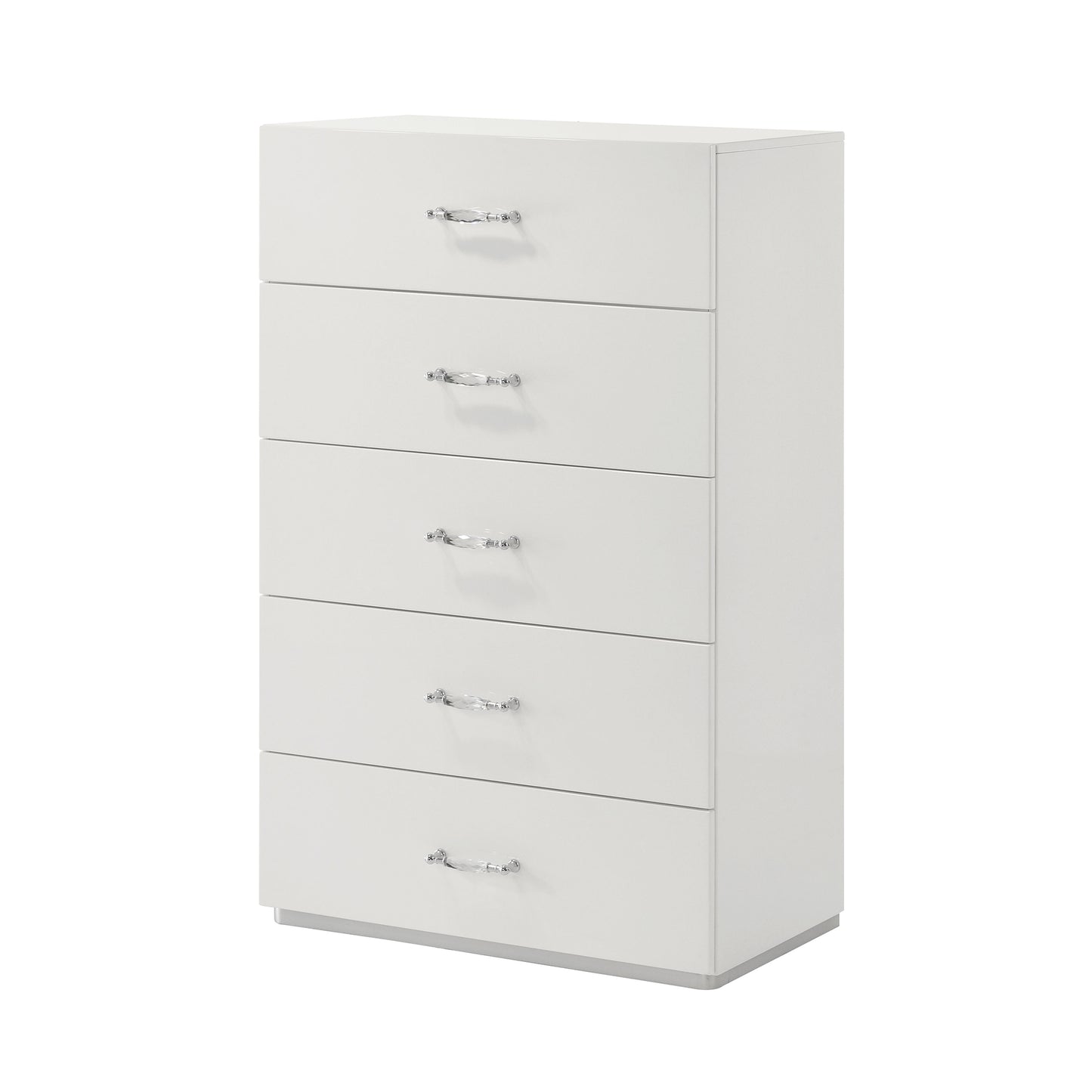 31.5" Contemporary White Chest with Rhinestone Accents and High Gloss UV Finish