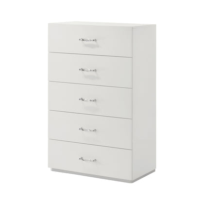 31.5" Contemporary White Chest with Rhinestone Accents and High Gloss UV Finish
