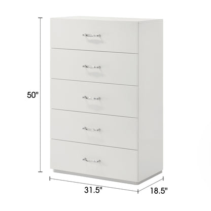 31.5" Contemporary White Chest with Rhinestone Accents and High Gloss UV Finish