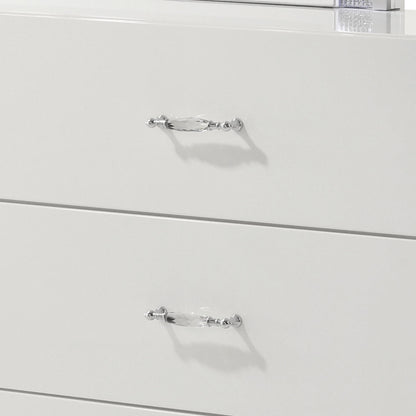 61.5" Contemporary White Dresser with High-Gloss UV Finish and Chrome Acrylic Handles