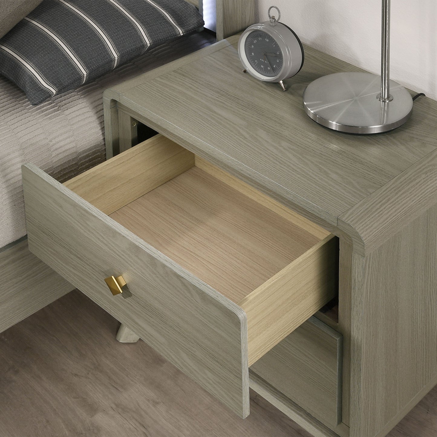 25" Contemporary Gray Night Stand with English Dovetail Drawers and Center Glides