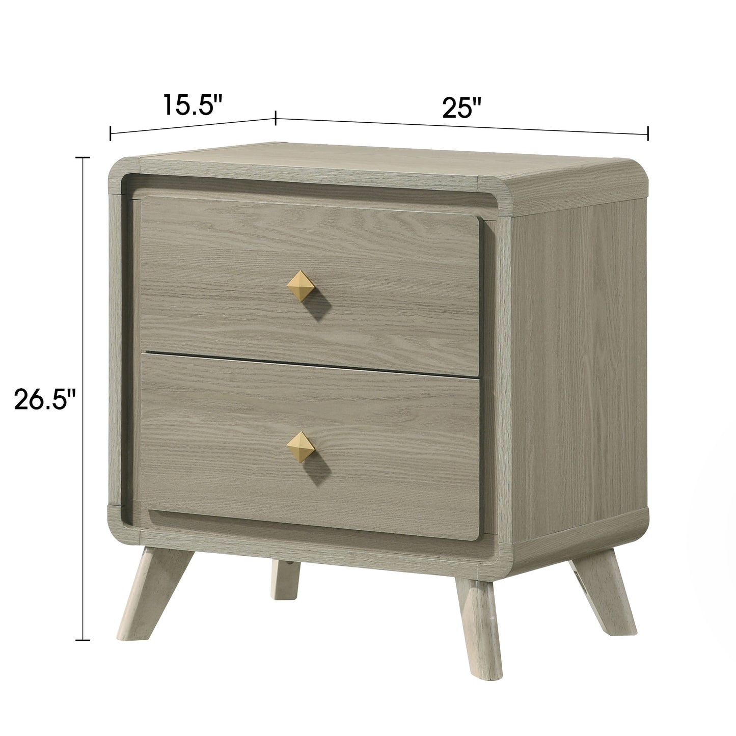 25" Contemporary Gray Night Stand with English Dovetail Drawers and Center Glides